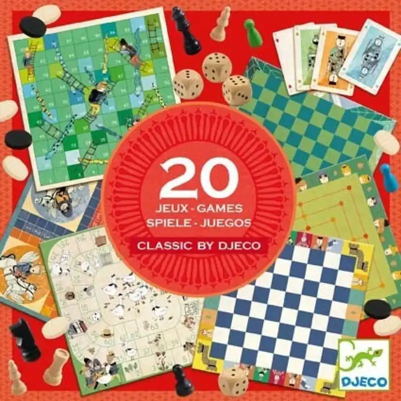 Juegos Clásicos – Estuche 20 juegos de mesa en 1 – Djeco – Diversión asegurada para niños desde 6 años