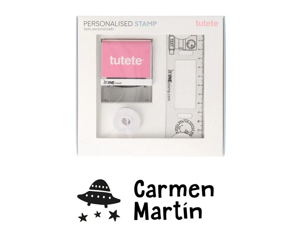 Sello Personalizado Nave Marciana + Cinta Blanca para Ropa Oscura